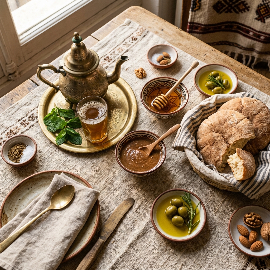 مائدة إفطار مغربية طبيعية